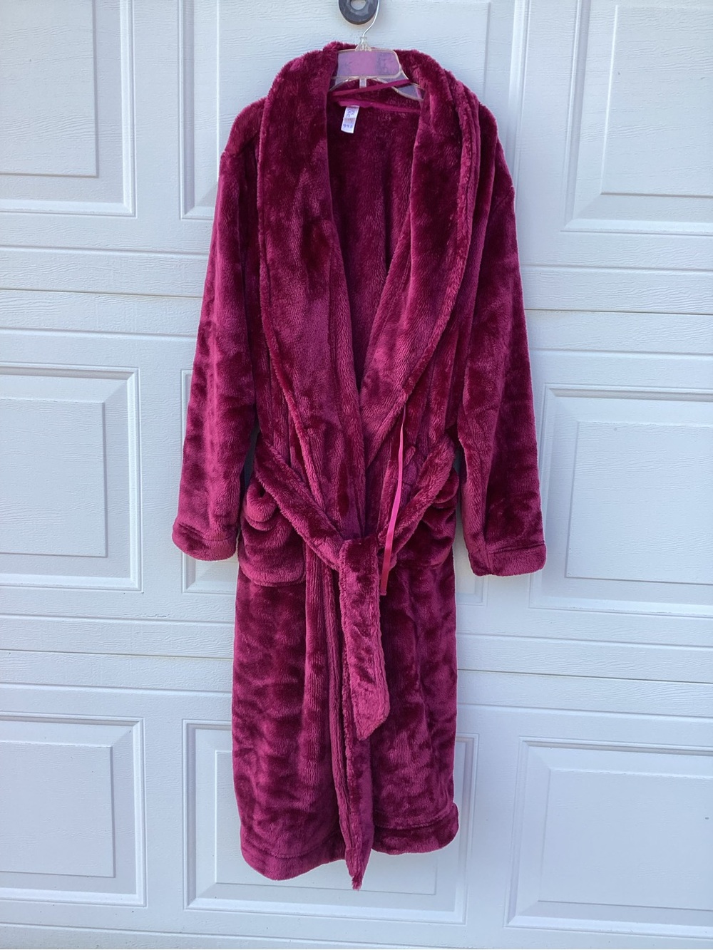 Cranberry Red Plush Bathrobe by Stars Above ~ Sz M/L